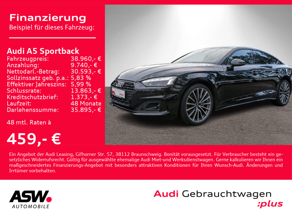 A5 Sportback Sline 40TDI Navi Matrix StandHz RFK