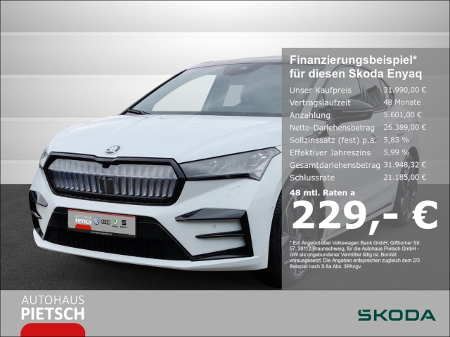 Enyaq Coupe RS Lounge Matrix-LED NAVI PANO ACC RFK Klimaautom Verkehrszeichenerk. Müdigkeitserkennung