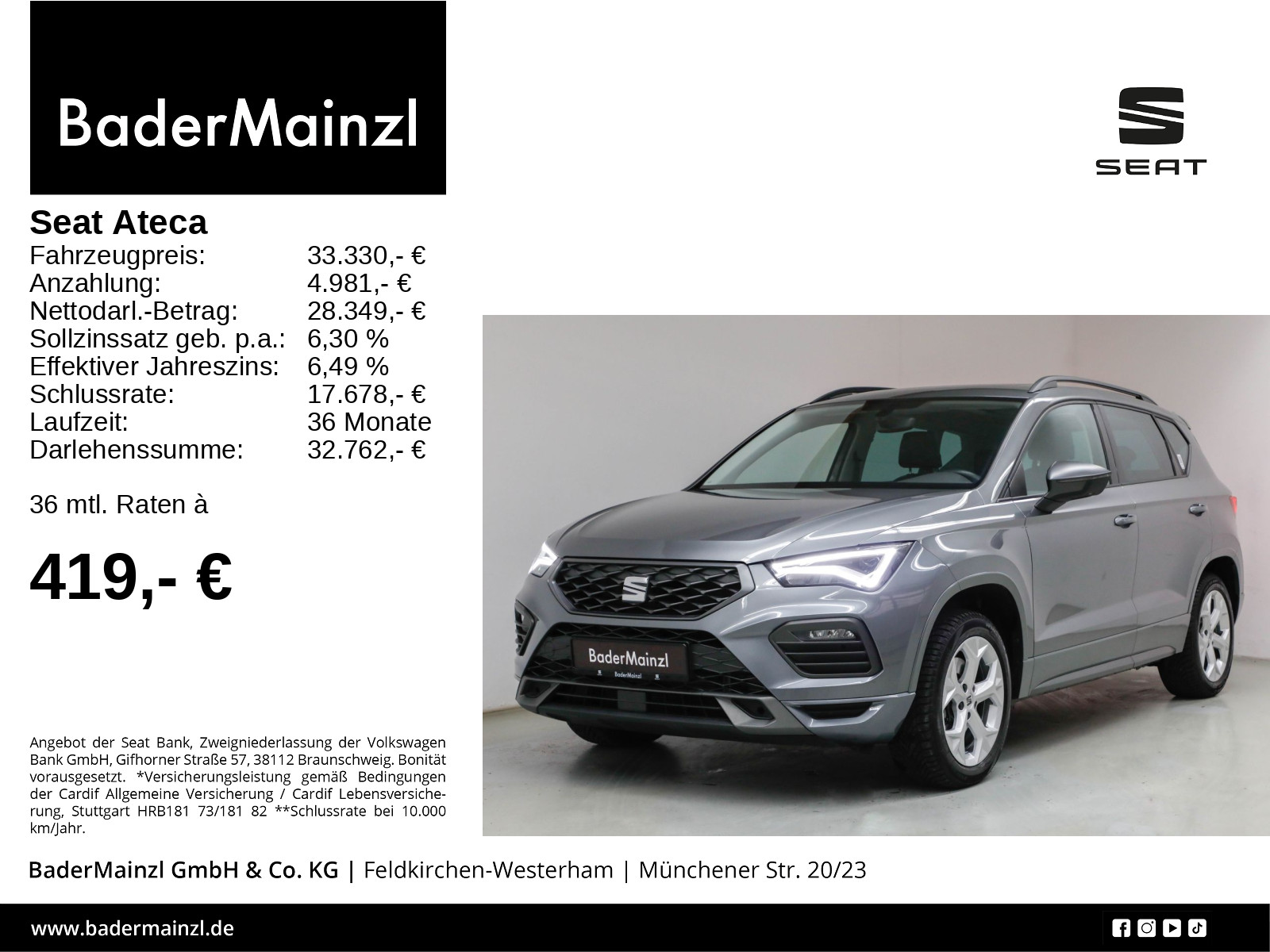 Ateca 2.0 TDI 4D DSG FR AHK SHZ Pano BEATS Kam.