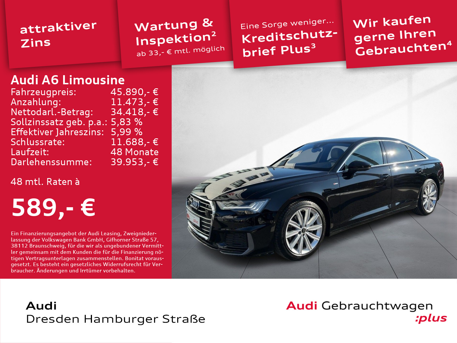 Audi A6 Limousine 45 TFSI sport quattro S line