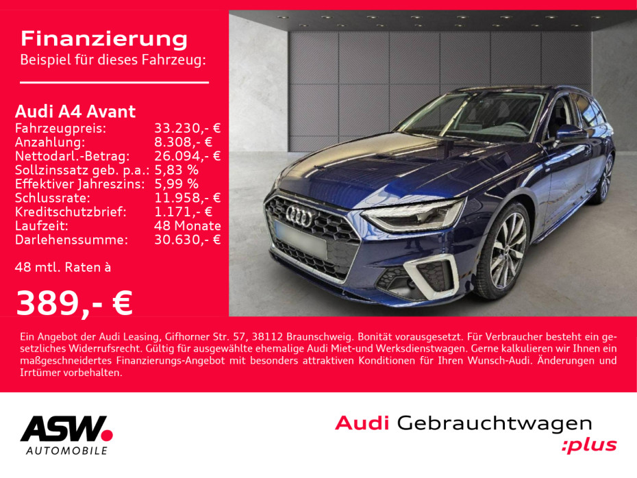 A4 Avant Sline 40TFSI quattro Navi LED RFK B&O