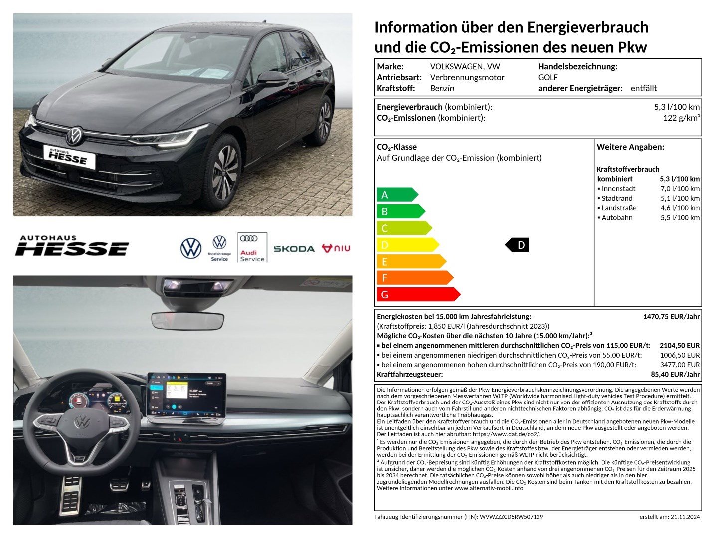 Golf GOAL 1,5 l eTSI OPF 110 kW (150 PS) 7-Gang-Doppelkupplungsgetriebe DSG