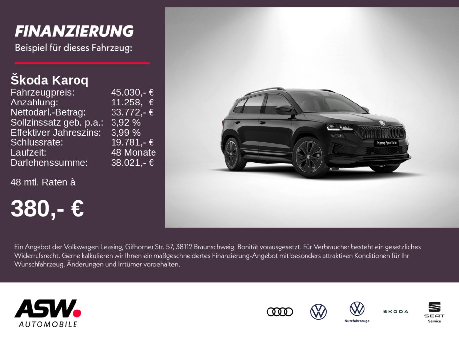 Karoq Sportline 2,0TSI 190PS DSG 4x4 ACC PDC SHZ