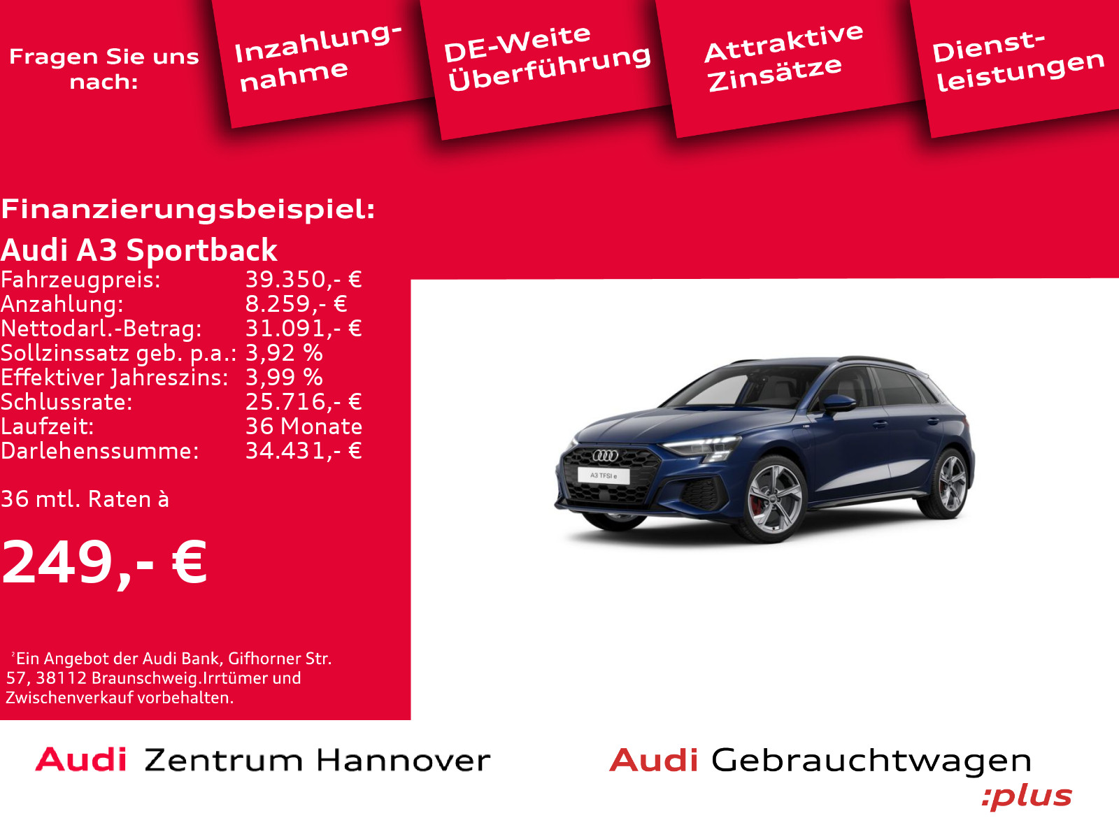 A3 Sportback S line 45 TFSIe Matrix AHK B&O Kamera ACC