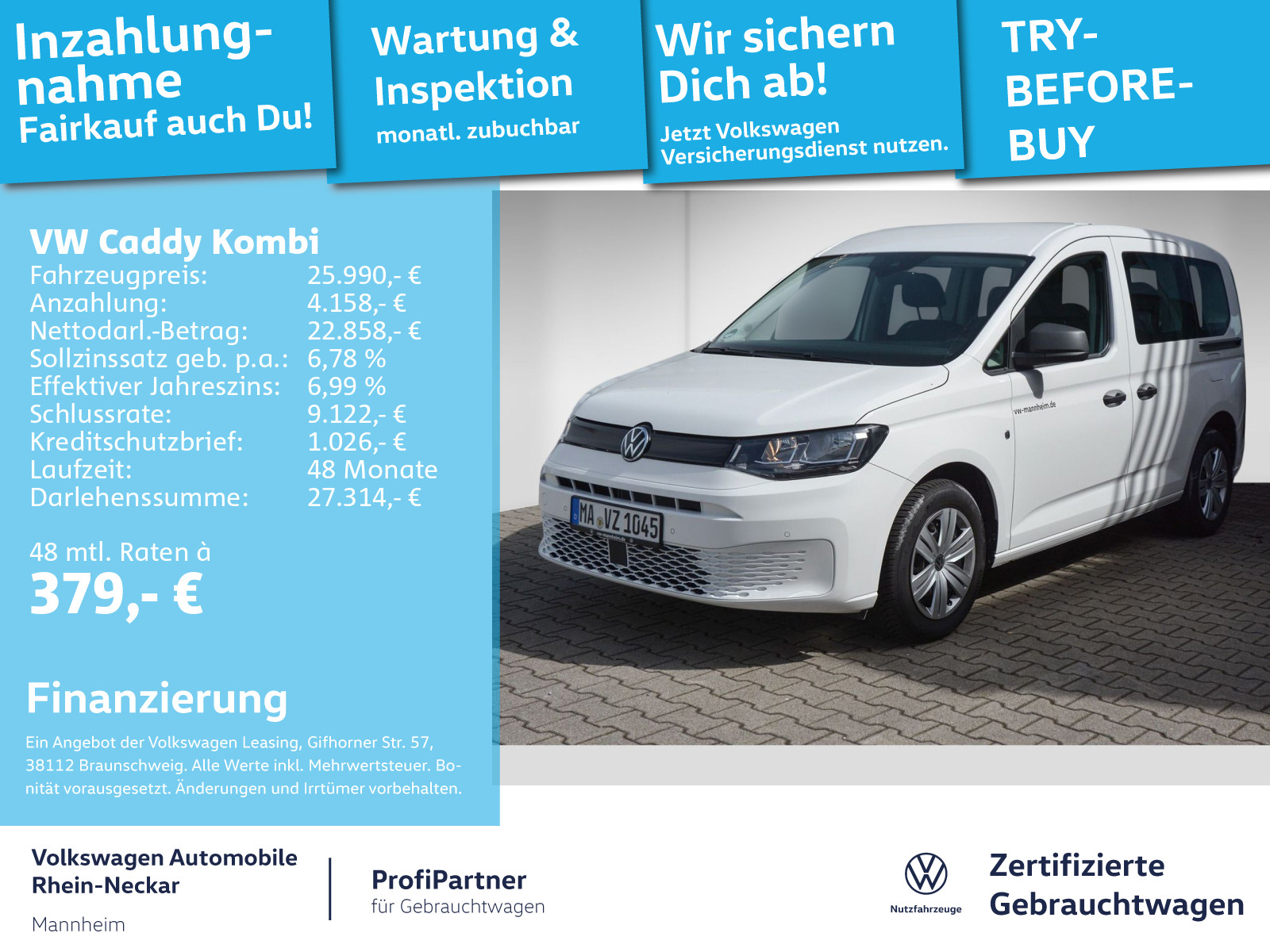 Volkswagen Caddy 1.5 TSI Kombi ab10 2024 verfügbar