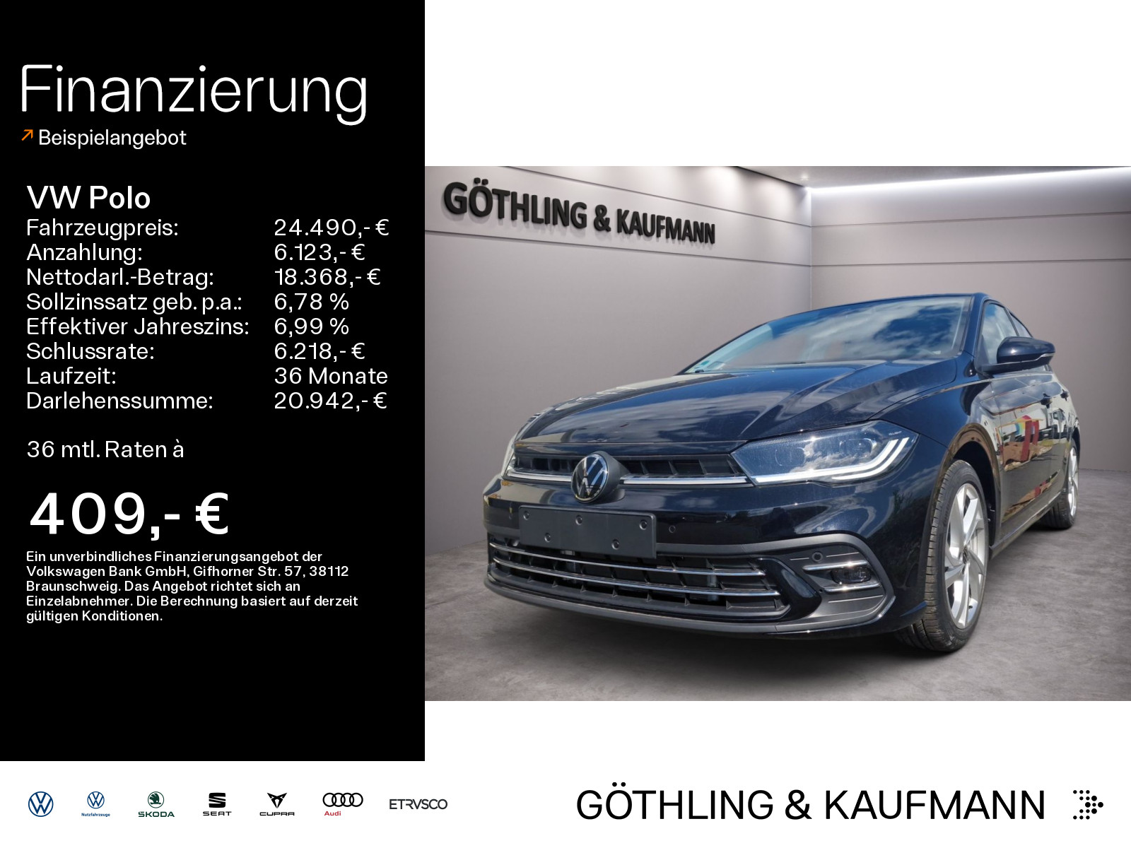 Volkswagen Polo 1.0 l TSI Style OPF 7 Gang-Doppelkupplungsgetriebe