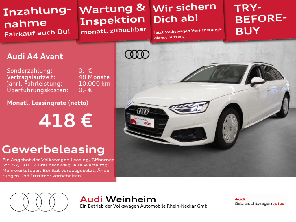 A4 Avant 35 TFSI advanced Black-Paket S-tronic LED AHK Sportsitze UPE 56.545€