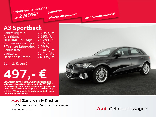 A3 Sportback 40 TFSI e S tronic advanced Virtual+/Navi+/Kamera