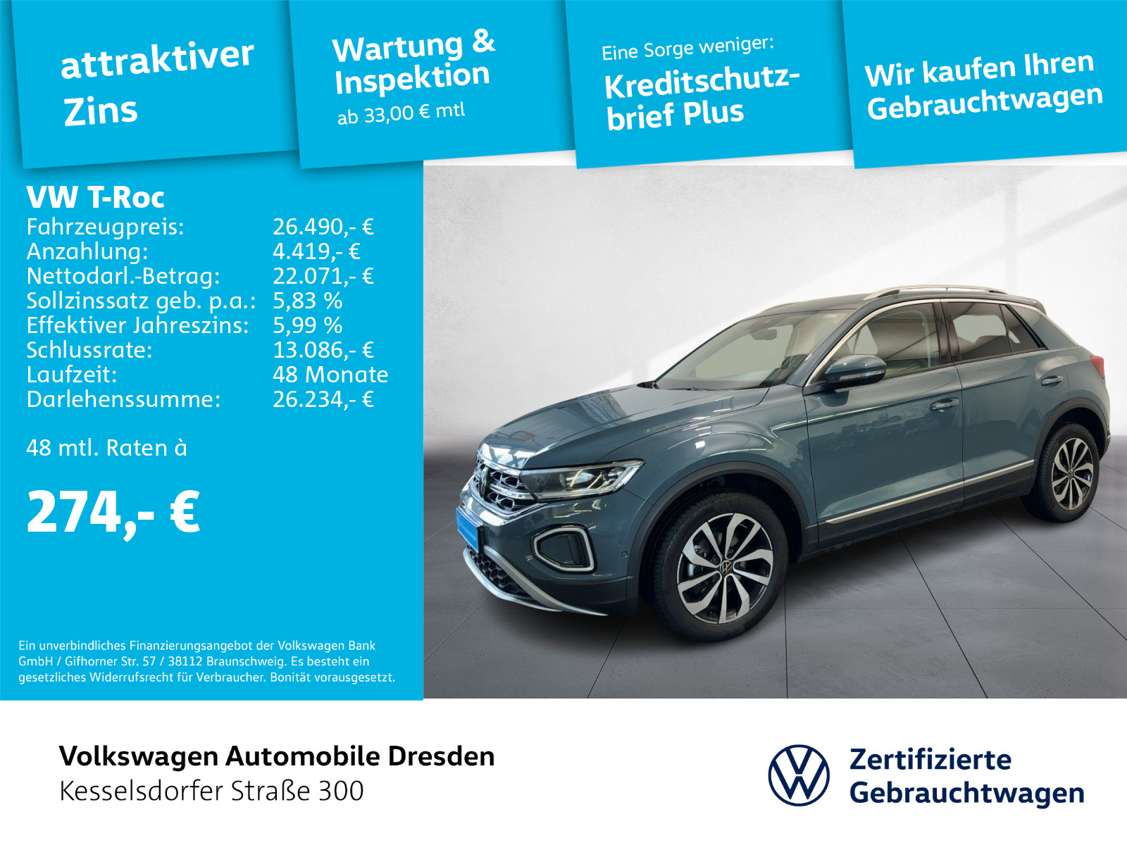 T-Roc 1.5 TSI Style AHZV Kamera DAB LED Navi