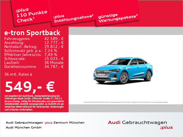 e-tron Sportback 55 qu. 2x S line B&O/AHK/Kamera/Nachtsicht