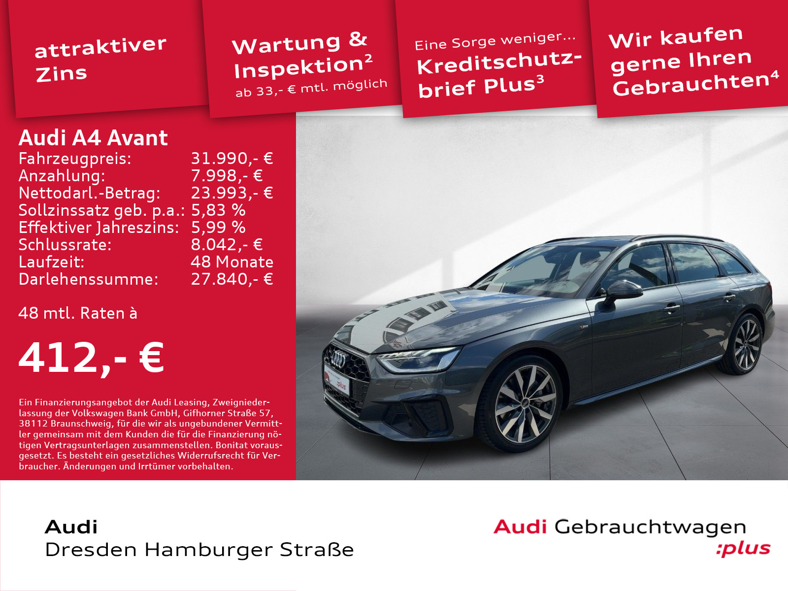 A4 Avant 40 TDI S line Matrix Navi Pano AHZV ACC