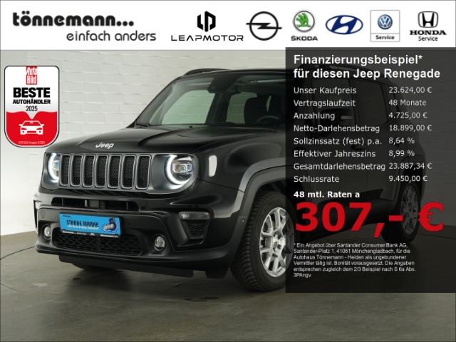 Renegade LIMITED MHEV DCT+LED+NAVI+RÜCKFAHRKAMERA+SCHIEBEDACH+SITZ-/LENKRADHEIZUNG+KEYLESS