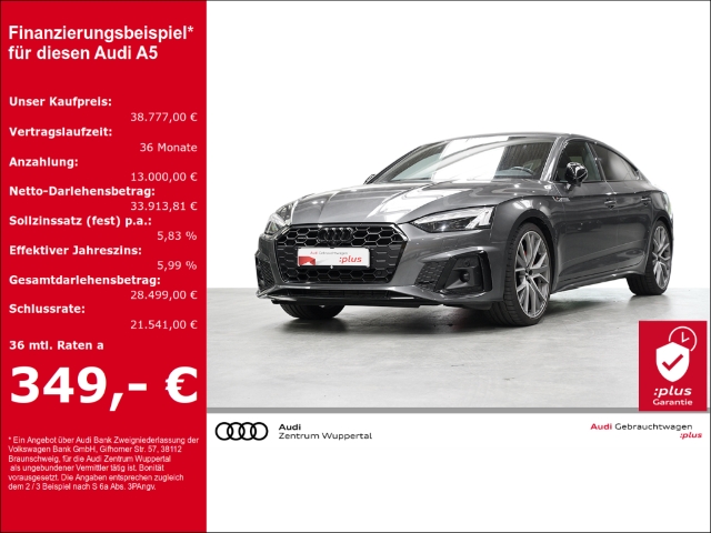 A5 SPORTBACK 40 TFSI QUATTRO EDITION ONE S-LINE AHK KAMERA LEDER