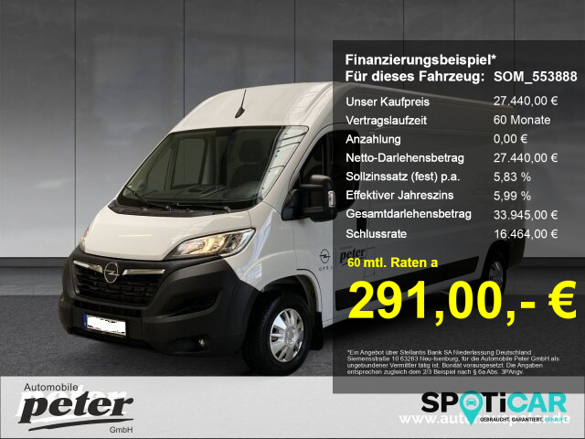Movano Cargo 3,3t L2H2 2,2D Klima Vollverkleidung (Mietw.)