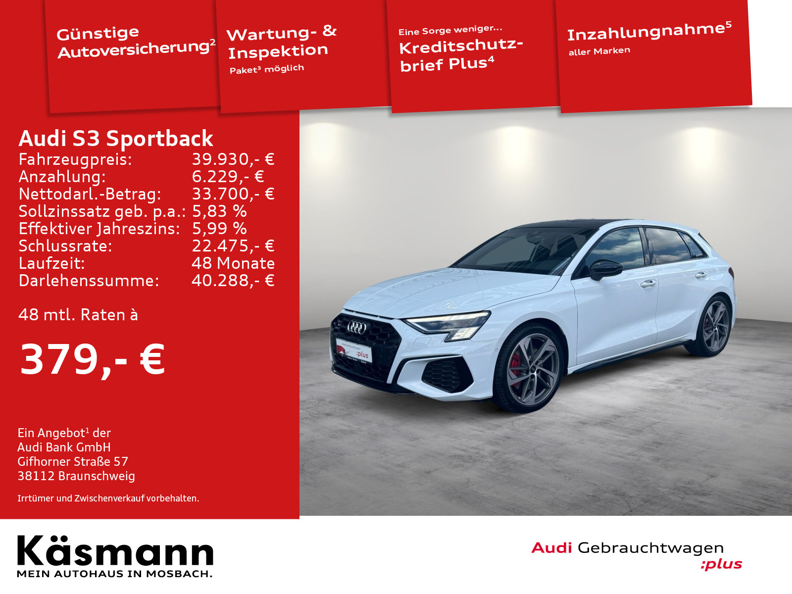 S3 Sportback quattro PANO MATRIX B&O KAM ACC NAV