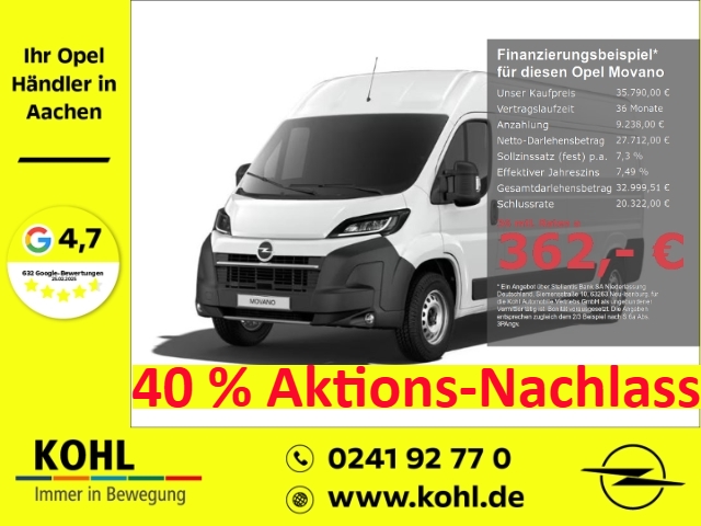 Movano Cargo 3,5t L3H2 2.2 BlueHDi 140PS AT Navi PDC LED