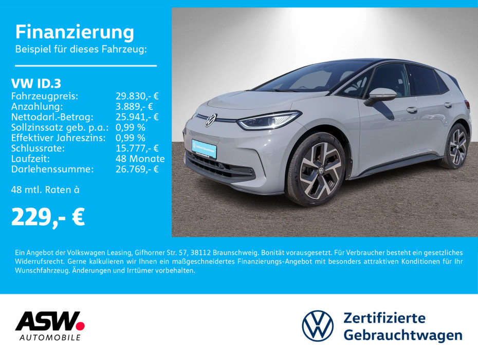 ID.3 Pro electric LED Nav RFK ACC Wärmepumpe AHK