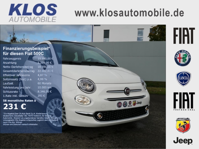 Fiat 500C 1.0 DOLCEVITA 70PS