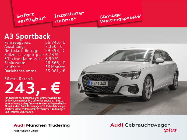 Audi A3 Sportback Advanced 35 TFSI Assistenzpaket Businesspaket Interiuer design Spurwechselwarnung
