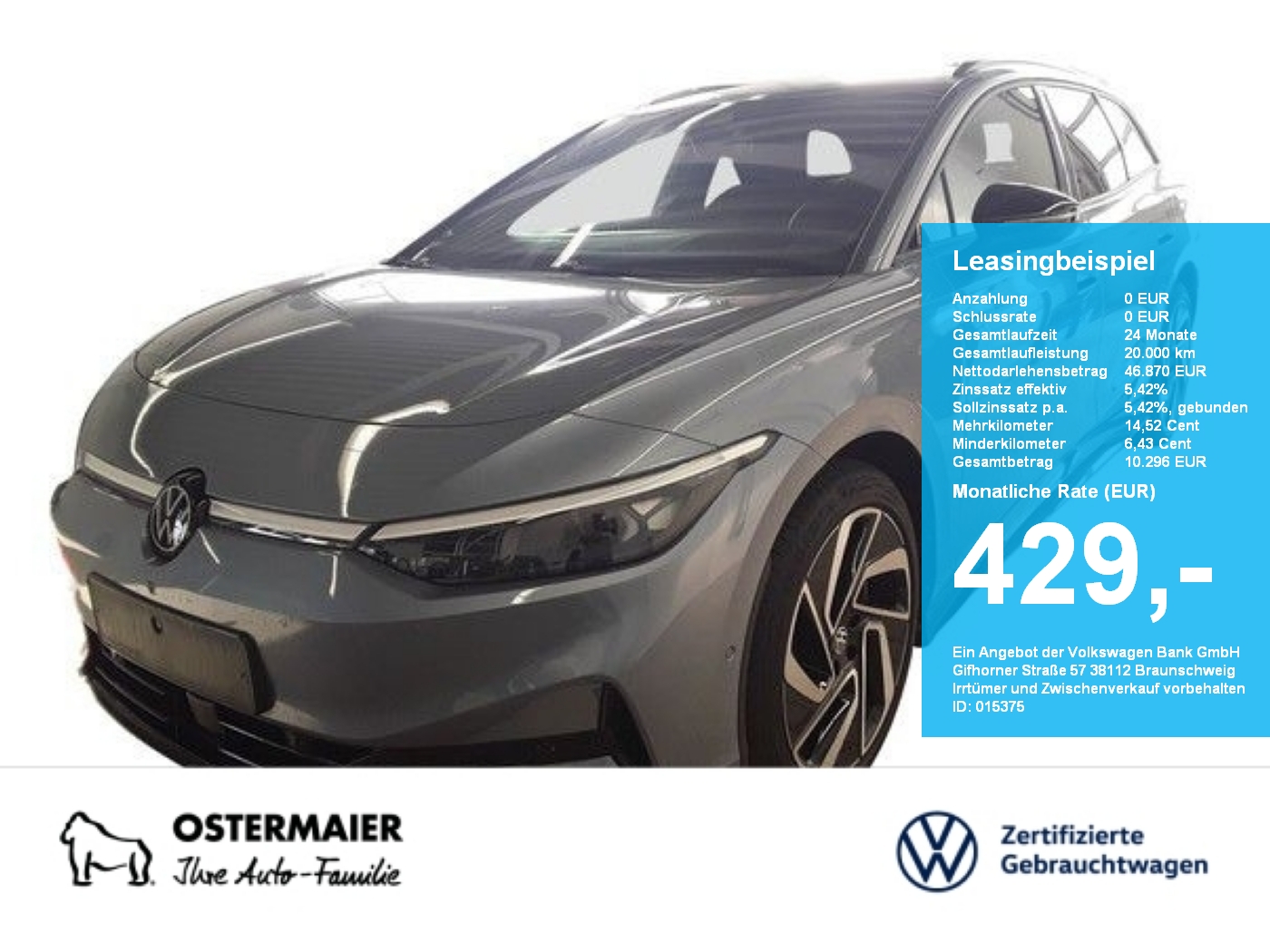 ID.7 Tourer PRO ELECTRIC 286PS NP.74T ACC.5J-G.WÄRMEPUMPE.AHK.AREA-VIEW.NAVI.HARMAN