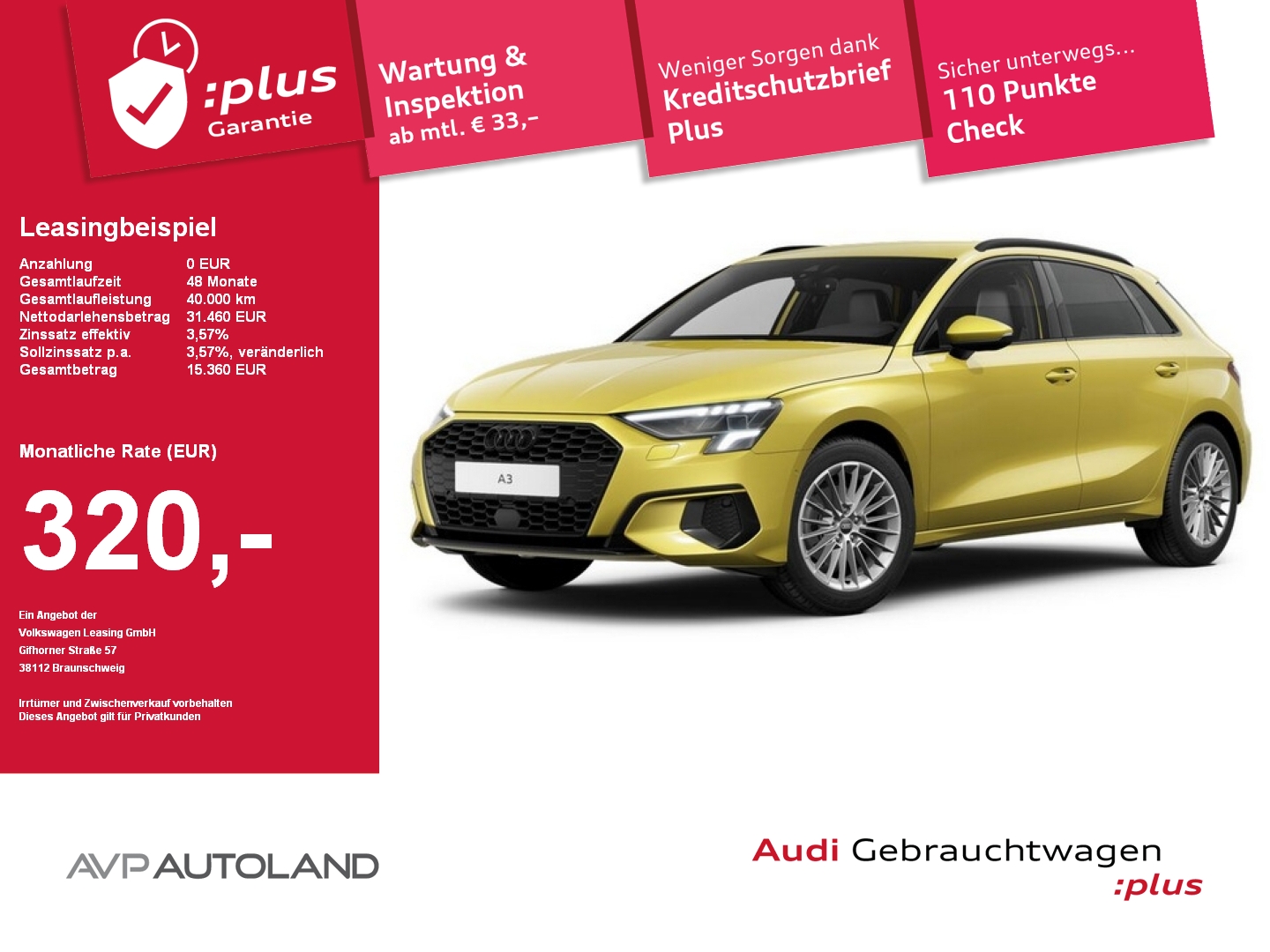 A3 Sportback 30 TFSI advanced S line | AHK |
