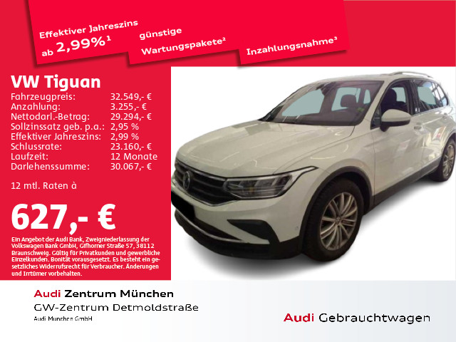Tiguan 2.0 TDI ACTIVE AHK Navi LED Kamera Keyless ParkLenkAssist Alu18NizzaBLACK DSG (7-Stufen)