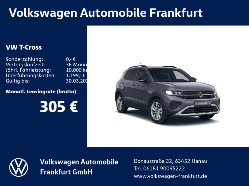 T-Cross Life 1.0 l TSI OPF 85 kW (116 PS ) 7-Gang-Doppelkupplungsgetriebe DSG