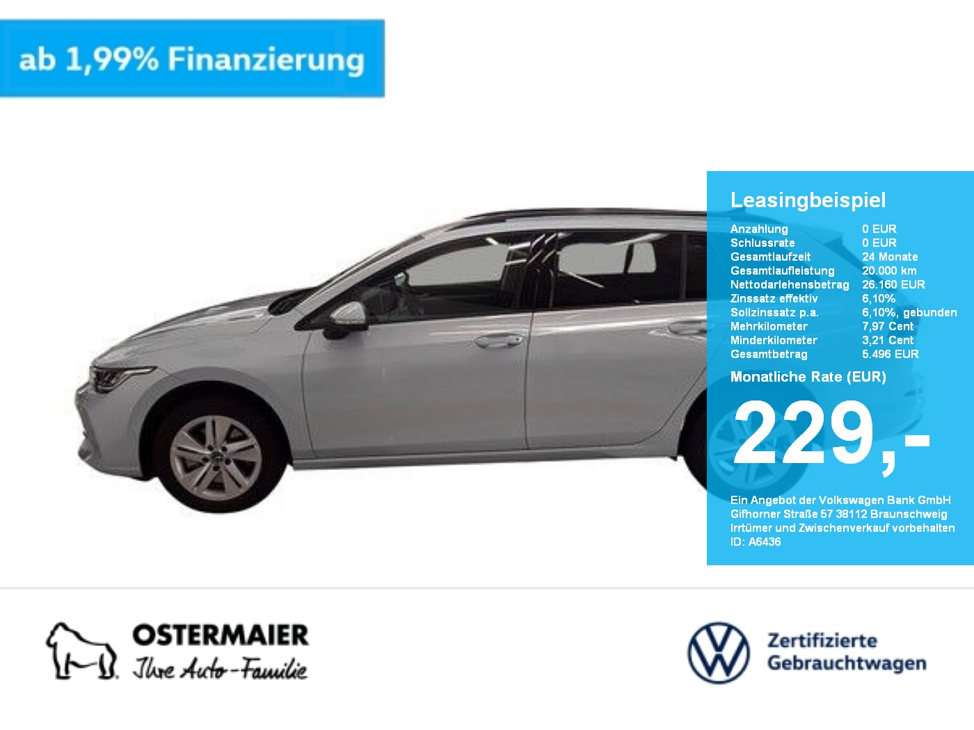 Golf VIII Variant LIFE 2.0TDI 116PS ACC.5J-G.NAVI+VC.2xPDC.HUD.LED.APP-C.LKRD-HZG.SHZ
