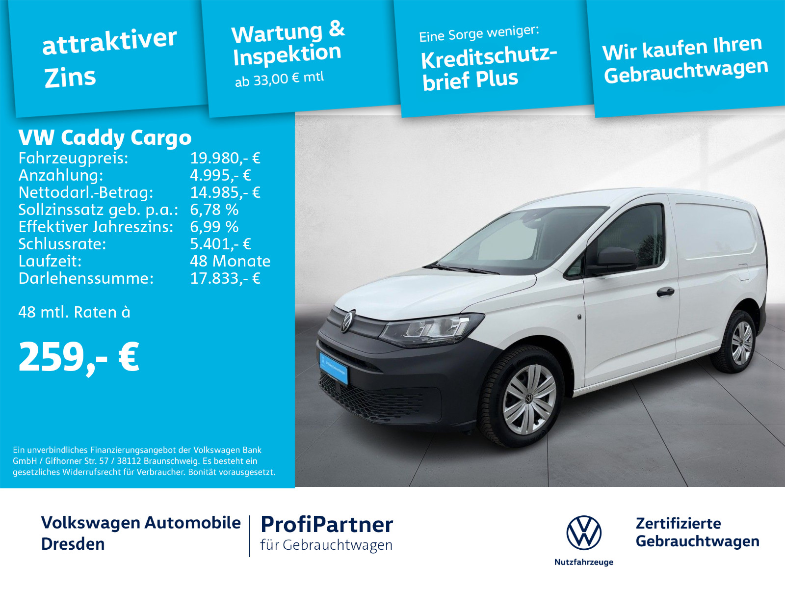 Caddy Cargo 1.5 TSI KLIMA DAB+ HOLZBODEN