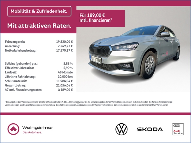Skoda Fabia 1.0 Selection ückkamera