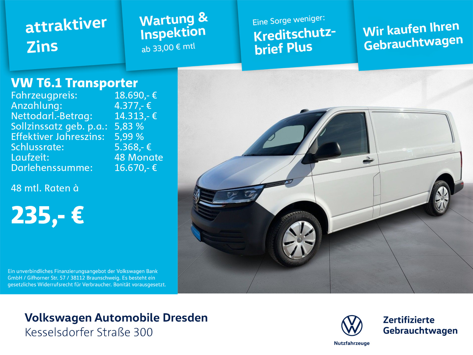 T6.1 2.0 TDI Kasten KR EcoProfi LED PDC Klima