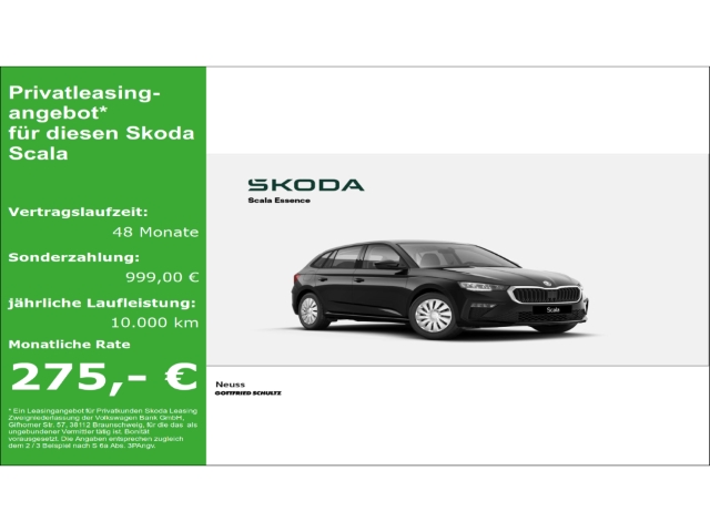 Skoda Scala ESSENCE 1 0 70KW SCHALT