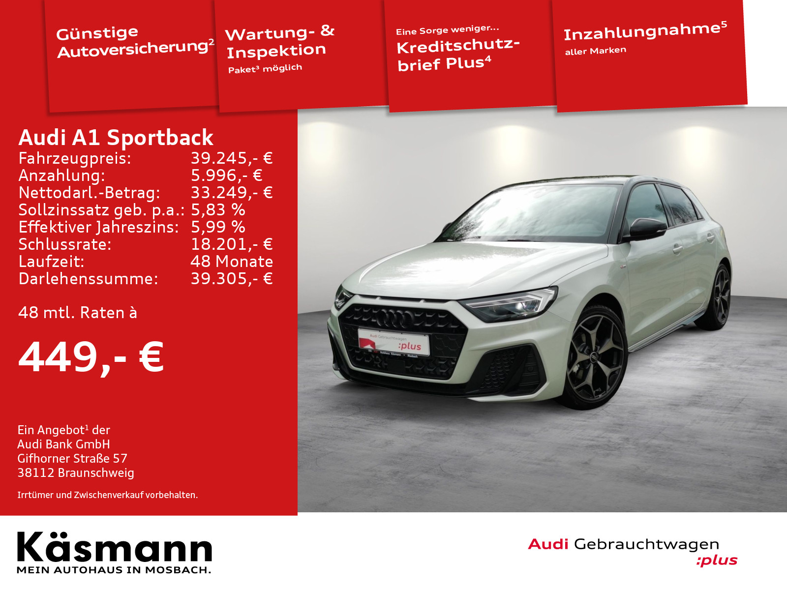 A1 Sportback S line 30TFSI 2xS line LED KAM SONOS