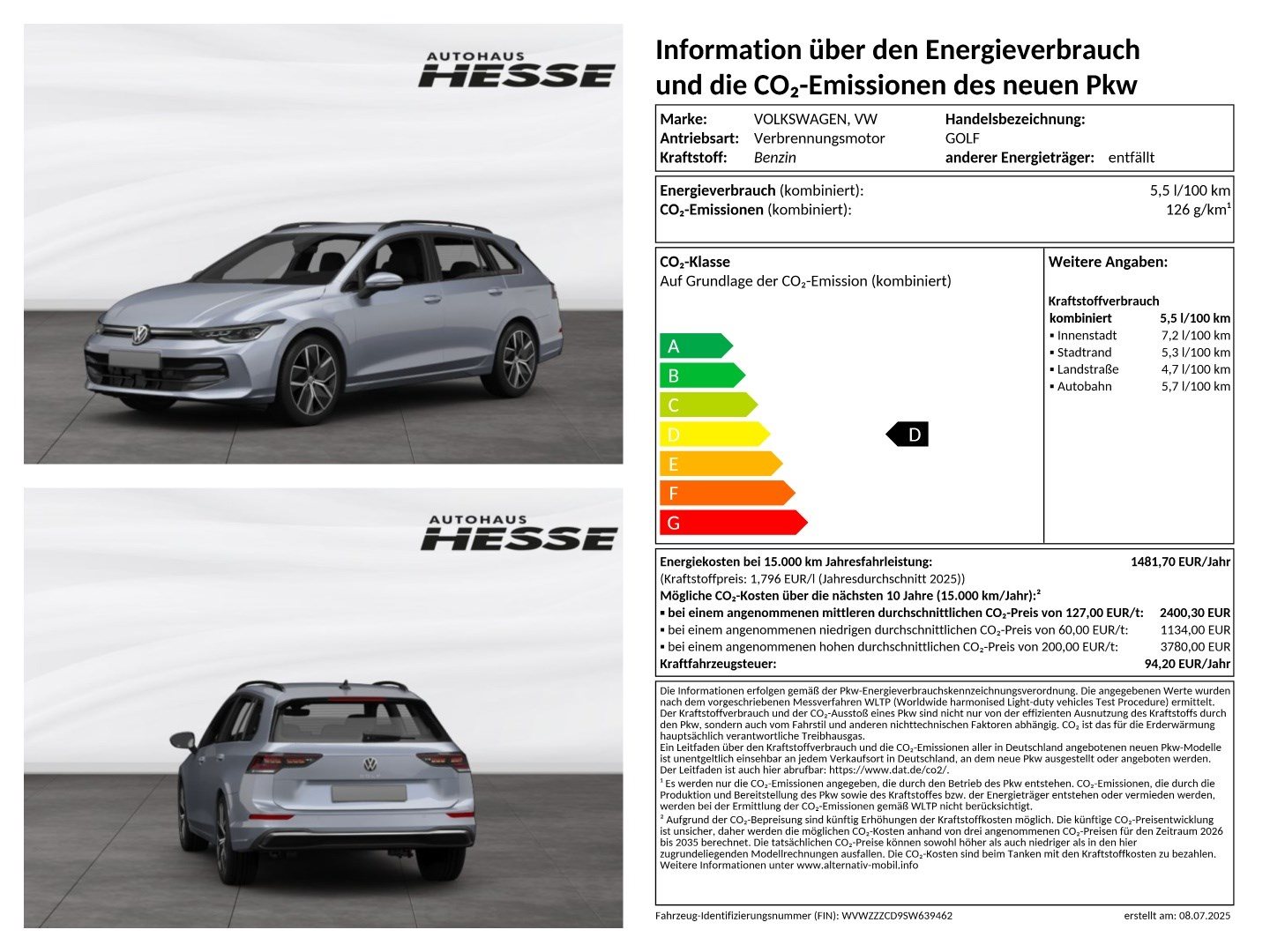 Golf Variant R-Line 1,5 l eTSI OPF 110 kW (150 PS) 7-Gang-Doppelkupplungsgetriebe DSG