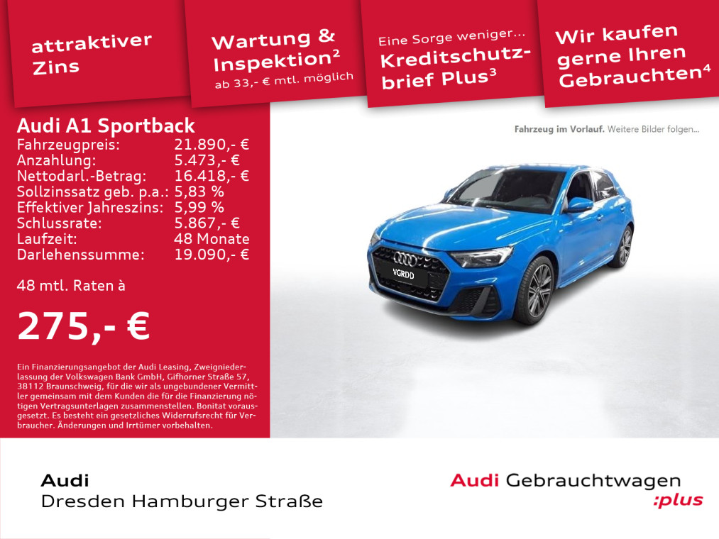 A1 Sportback 40TFSI S line LED Navi B&O S tronic