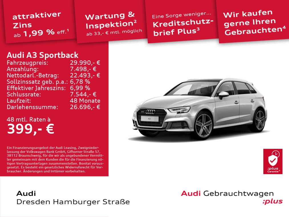 Audi A3 Sportback 40TFSI Sport S line