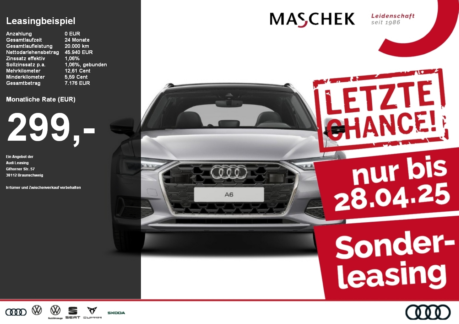 Audi A6 8.0 Avant advanced 45 TFSI nur noch bis 24 R