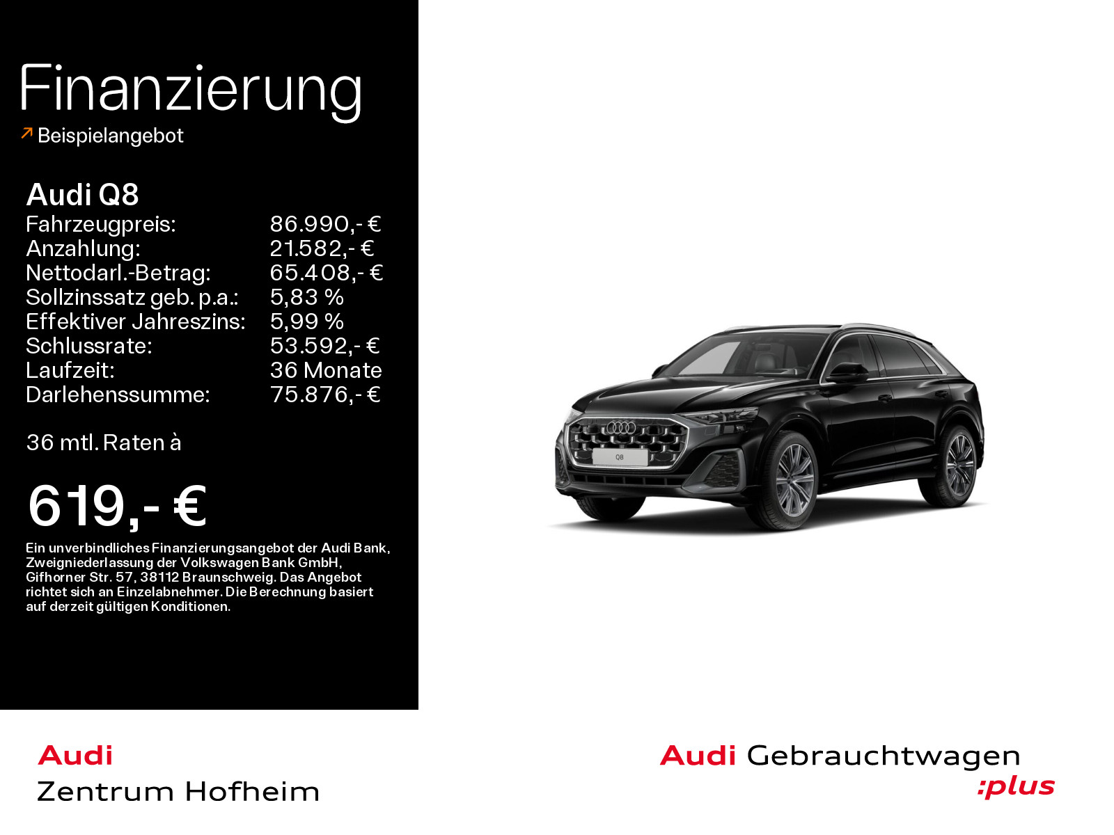 Q8 50 TDI qu tip*Air*HUD*Pano*Matrix*Virtual*Navi+*360° Kamera*ACC*Sitzbelüftung vorn*AHK*