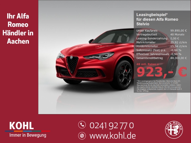 Stelvio Quadrifoglio Q4 2.9 V6 Bi-Turbo e-Sitze El. Heckklappe