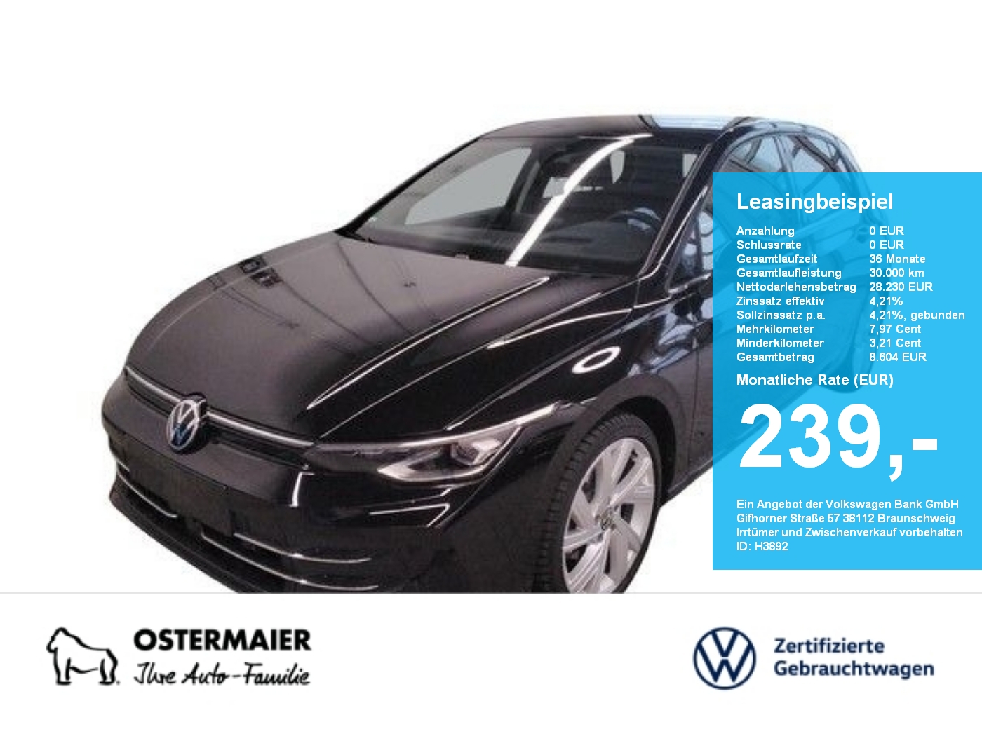 Volkswagen Golf 1.5 TSI VIII STYLE 150PS 5J-G AREA-VIEW VC APP-C LKRD-HZG