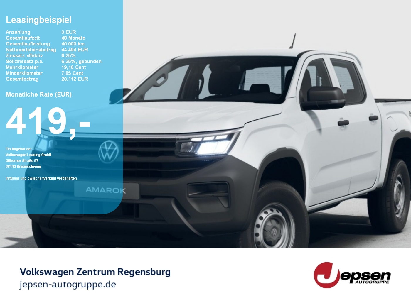 Amarok DC TDI 6-Gang 4MOTION 419,- mtl.