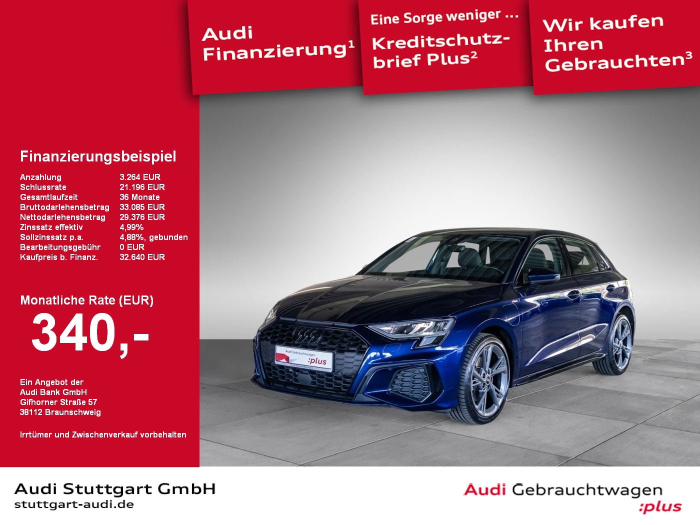 A3 Sportback 40 TFSI e S line LED Keyless Kam B&O