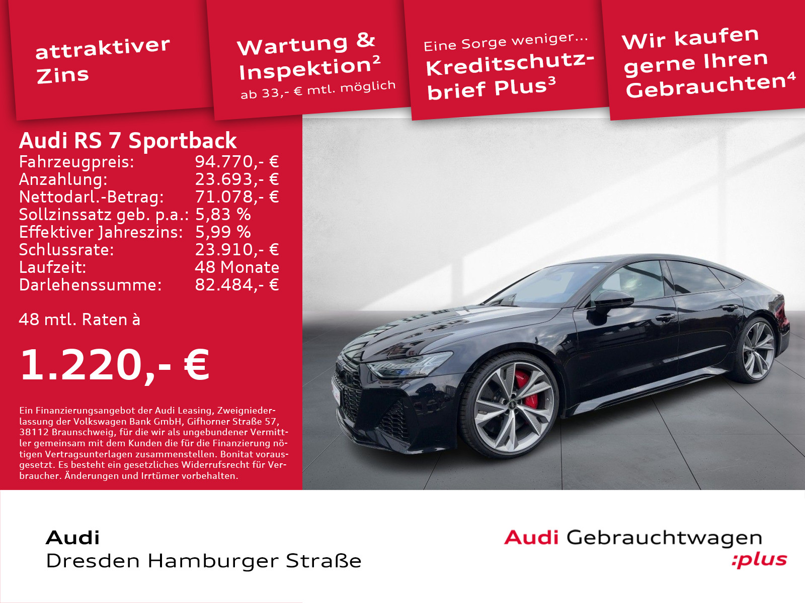 RS 7 Sportback 4.0TFSI quatt. Dynamik-Paket plus