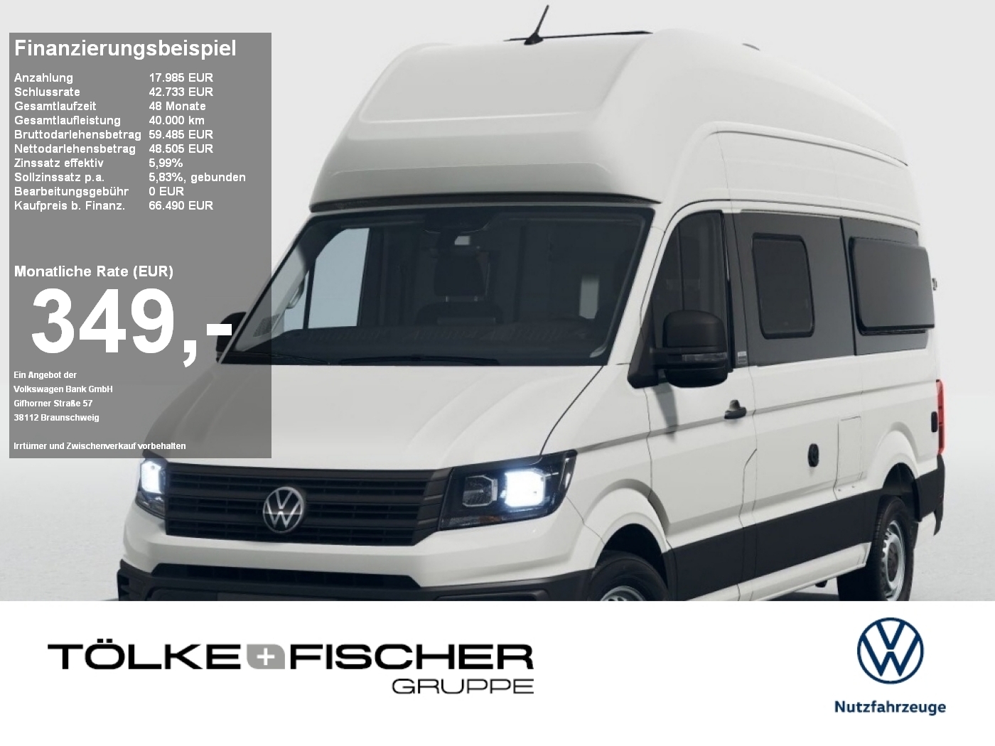 Crafter Grand California 600 Motor: 2.0 l TDI 120 kW Frontantrieb