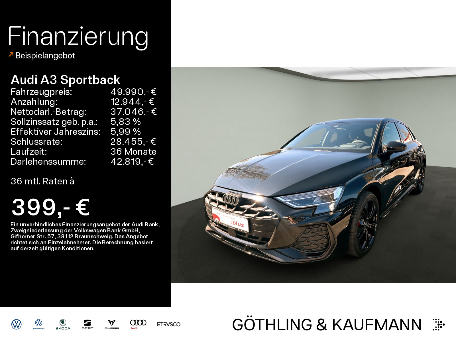 A3 Sportback S line 45 TFSI e 200(272) kW(PS) S tronic*Matrix*HUD*Memory*Massage*Navi+*SONOS*18"*