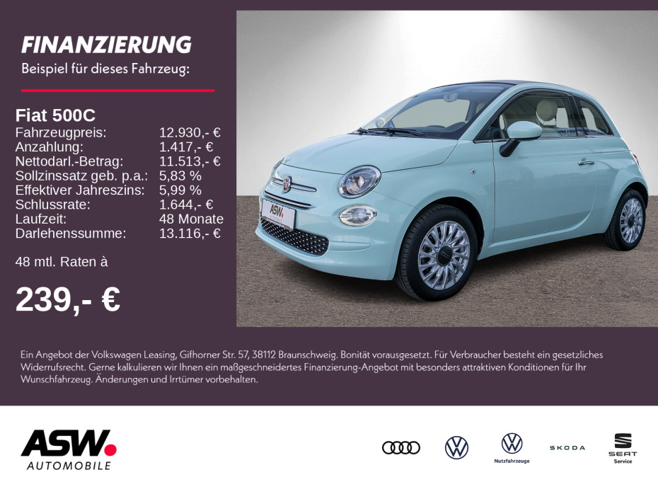 500C 0.9 TwinAir Lounge Klimaautomatik Tempomat