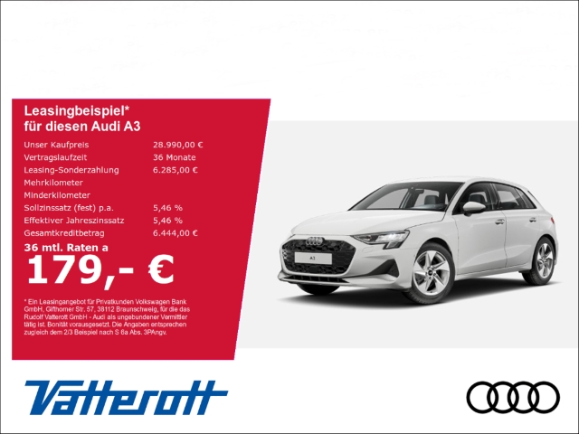 A3 Sportback advanced 30 TFSI CarPlay GRA Sitzhzg. ParkAssist