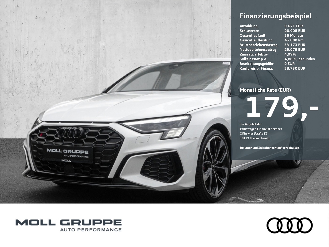 S3 Limousine 2.0 TFSI 228(310) S tronic Optikpaket schwarz