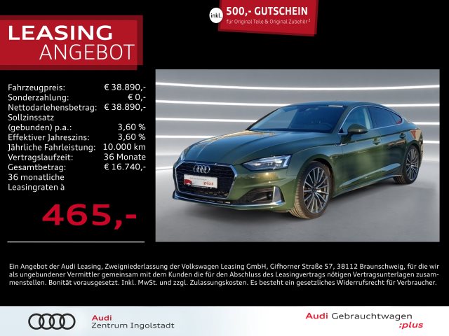 A5 Sportback Advanced 40 TFSI NAVI AHK 19" virtu