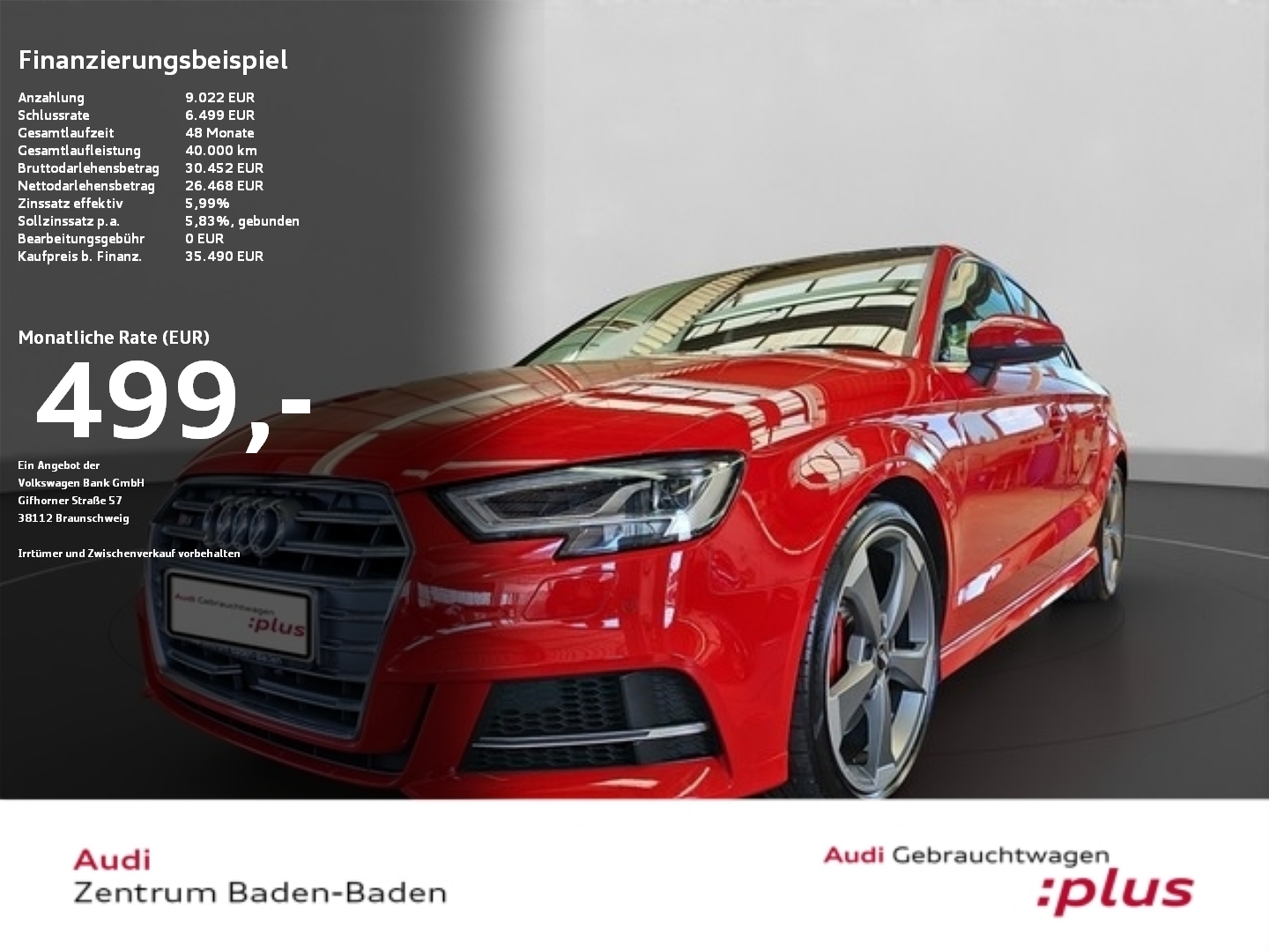 S3 Lim. 2.0 TFSI quattro *LEDER*NAVI*PANO*B&O*